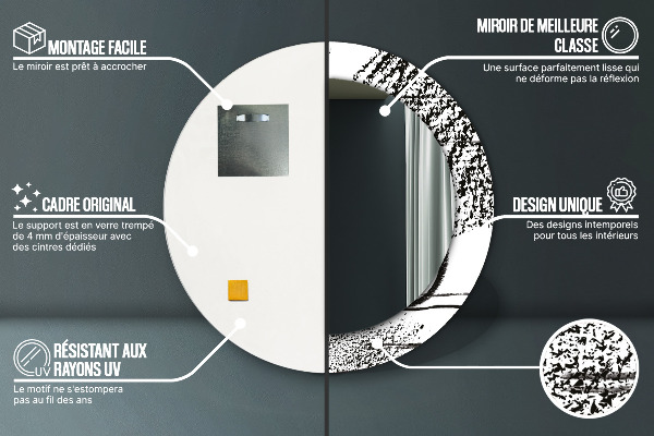 Espejo redondo marco con estampado decorativo Patrón de grafiti