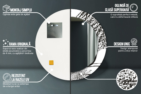 Espejo redondo marco con estampado decorativo Patrón de grafiti