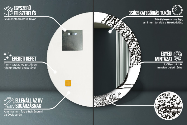 Espejo redondo marco con estampado decorativo Patrón de grafiti