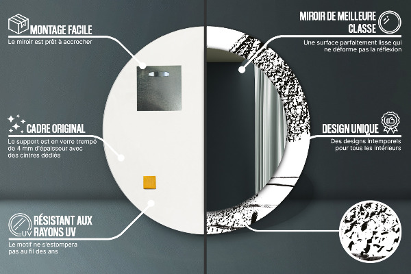 Espejo redondo marco con estampado decorativo Patrón de grafiti