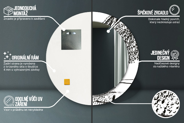 Espejo redondo marco con estampado decorativo Patrón de grafiti