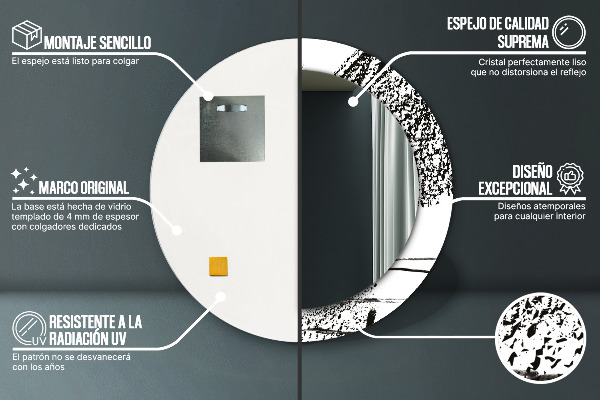 Espejo redondo marco con estampado decorativo Patrón de grafiti