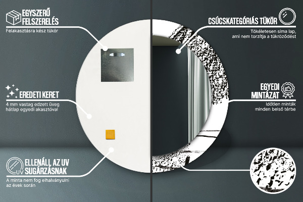 Espejo redondo marco con estampado decorativo Patrón de grafiti