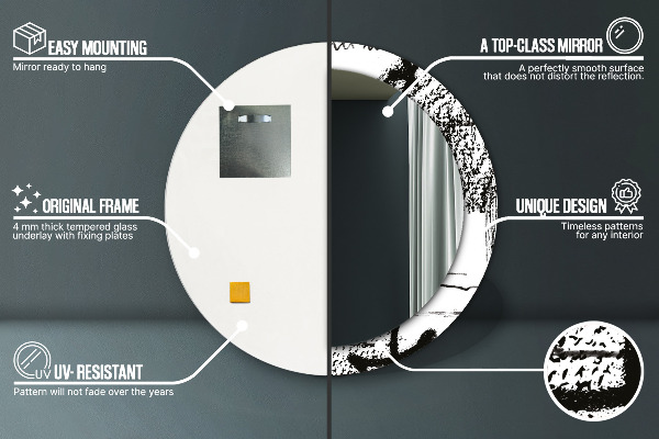 Espejo redondo marco con estampado decorativo Patrón de grafiti