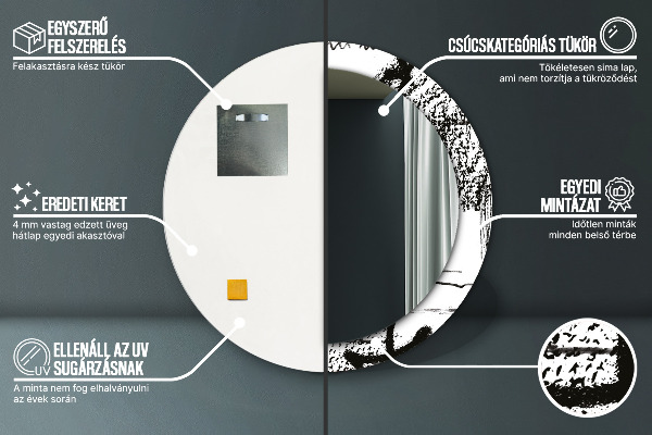 Espejo redondo marco con estampado decorativo Patrón de grafiti