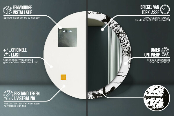 Espejo redondo marco con estampado decorativo Patrón de grafiti