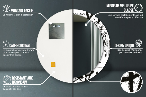 Espejo redondo marco con estampado decorativo Patrón de grafiti