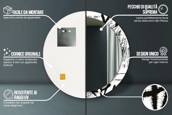 Espejo redondo marco con estampado decorativo Patrón de grafiti