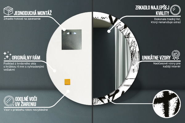 Espejo redondo marco con estampado decorativo Patrón de grafiti