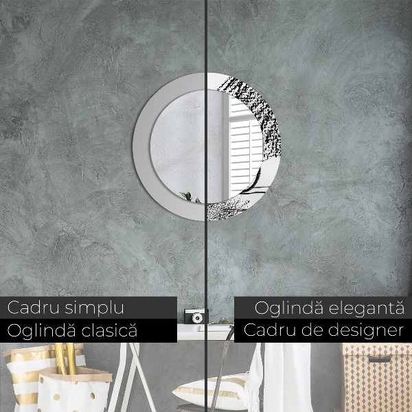 Espejo redondo marco con estampado decorativo Patrón de grafiti