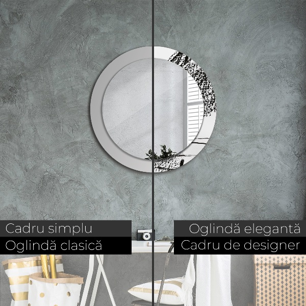 Espejo redondo marco con estampado decorativo Patrón de grafiti