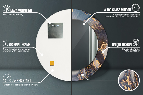 Espejo redondo marco con estampado decorativo Fluido abstracto