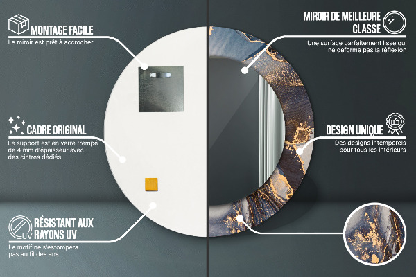 Espejo redondo marco con estampado decorativo Fluido abstracto