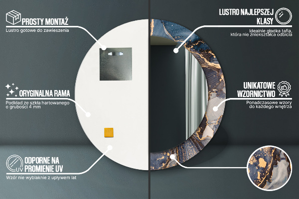 Espejo redondo marco con estampado decorativo Fluido abstracto