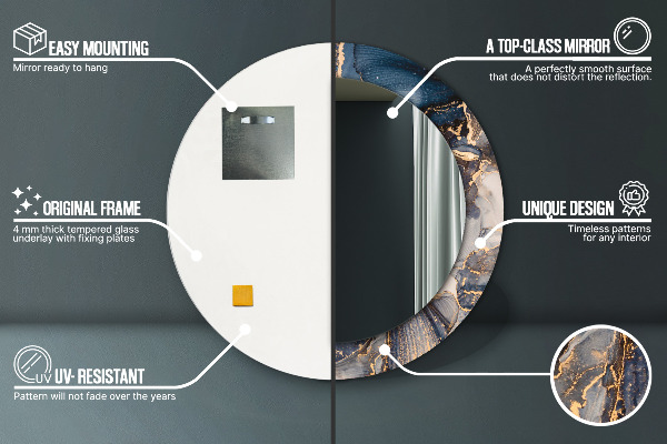 Espejo redondo marco con estampado decorativo Fluido abstracto