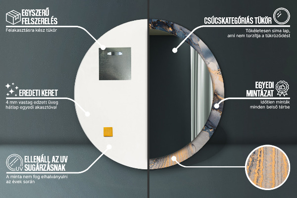 Espejo redondo marco con estampado decorativo Fluido abstracto