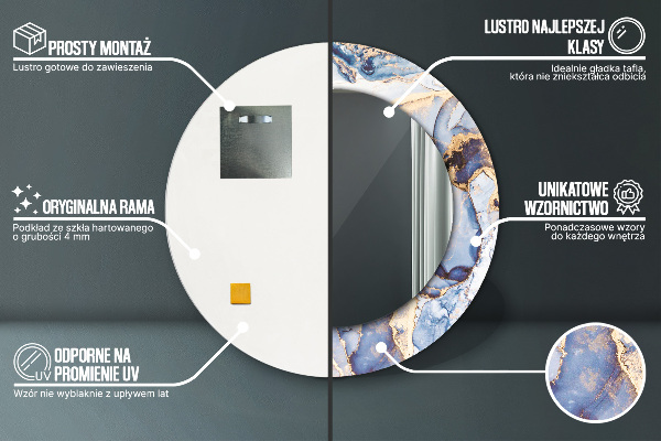 Espejo redondo marco con estampado decorativo Arte líquido abstracto