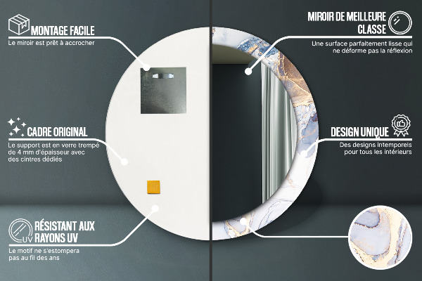 Espejo redondo marco con estampado decorativo Arte líquido abstracto