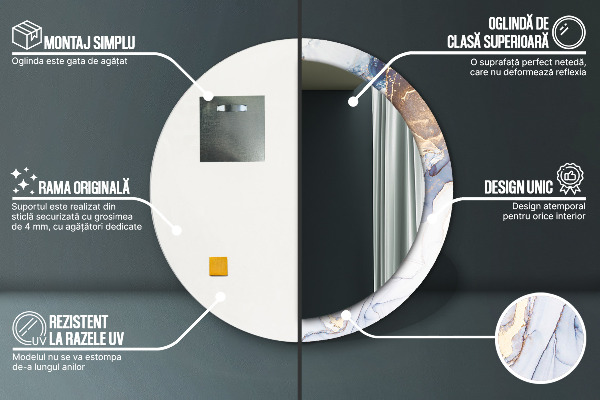 Espejo redondo marco con estampado decorativo Arte líquido abstracto