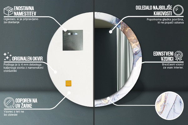 Espejo redondo marco con estampado decorativo Arte líquido abstracto