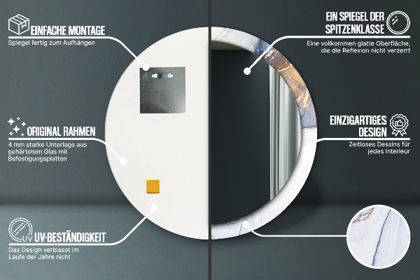 Espejo redondo marco con estampado decorativo Arte líquido abstracto