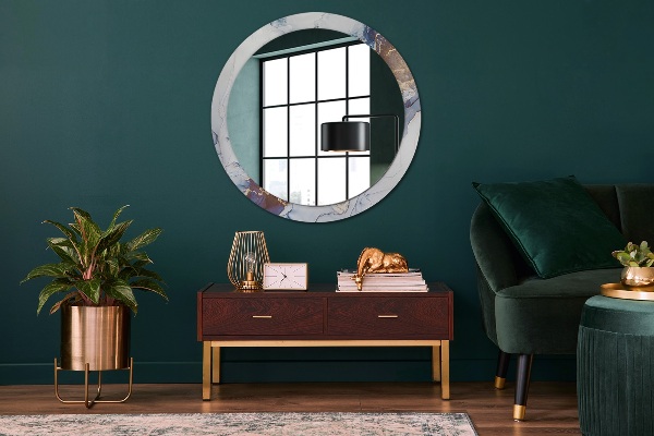 Espejo redondo marco con estampado decorativo Arte líquido abstracto