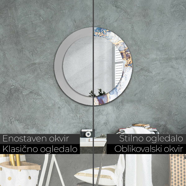 Espejo redondo marco con estampado decorativo Arte líquido abstracto