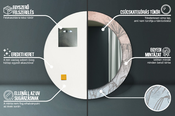 Espejo redondo con decoración Flores tropicales