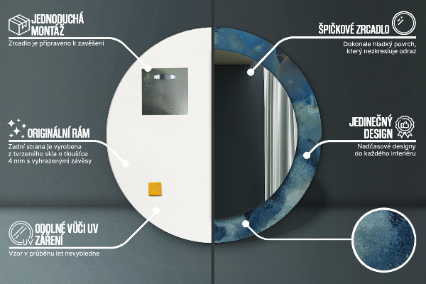 Espejo redondo con decoración Mármol de ónix