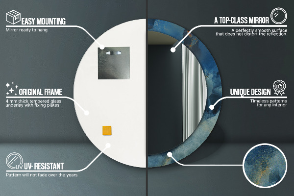 Espejo redondo con decoración Mármol de ónix