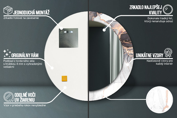 Espejo redondo con decoración Líquido abstracto