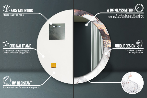 Espejo redondo con decoración Líquido abstracto