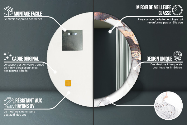 Espejo redondo con decoración Líquido abstracto