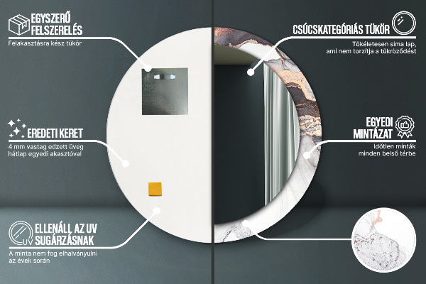 Espejo redondo con decoración Líquido abstracto