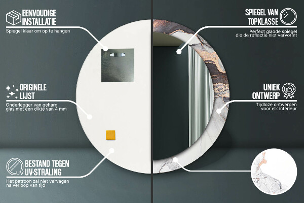 Espejo redondo con decoración Líquido abstracto