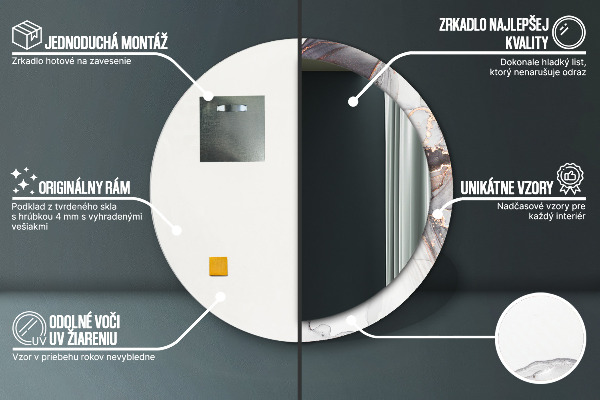 Espejo redondo con decoración Líquido abstracto