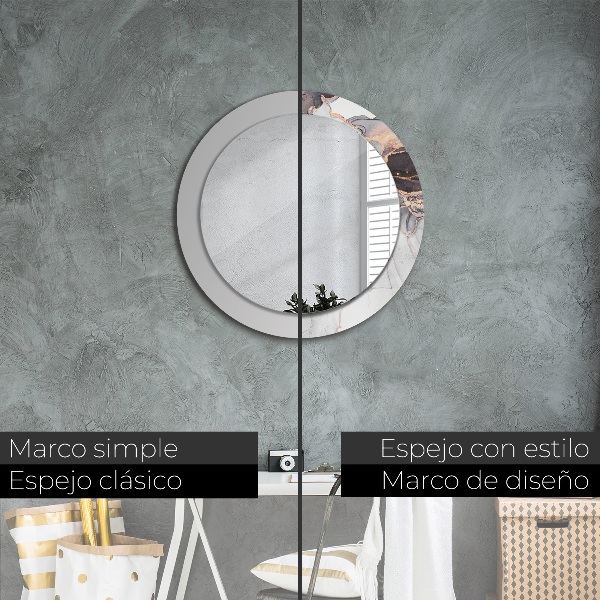 Espejo redondo con decoración Líquido abstracto