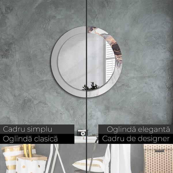 Espejo redondo con decoración Líquido abstracto