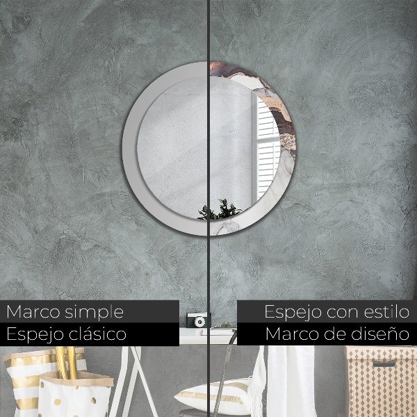 Espejo redondo con decoración Líquido abstracto
