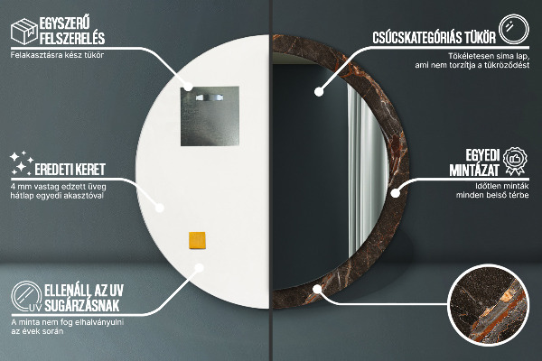 Espejo redondo con decoración Superficie metálica