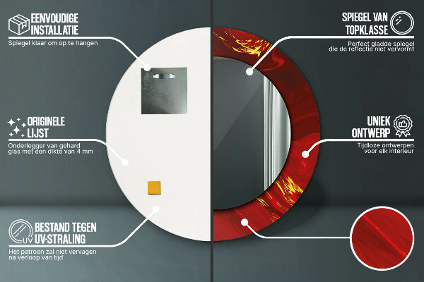 Espejo redondo impreso decorativo redondo Mármol rojo