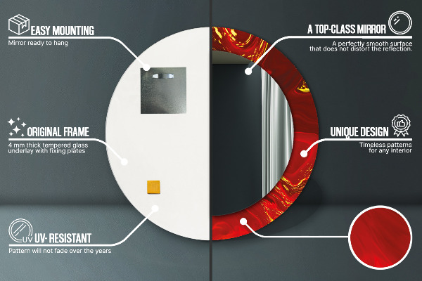 Espejo redondo impreso decorativo redondo Mármol rojo