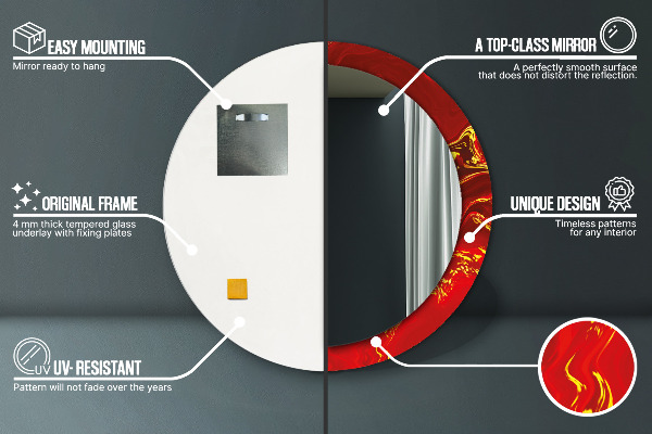 Espejo redondo impreso decorativo redondo Mármol rojo