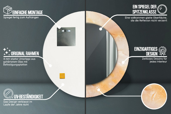 Espejo redondo impreso decorativo redondo Mármol de ónix