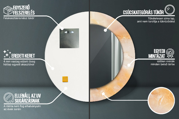 Espejo redondo impreso decorativo redondo Mármol de ónix