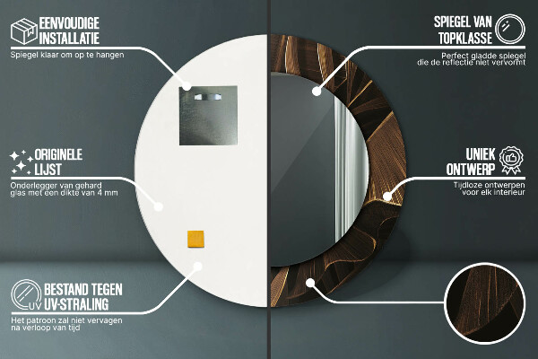 Espejo redondo impreso decorativo redondo Hojas marrones de plátano