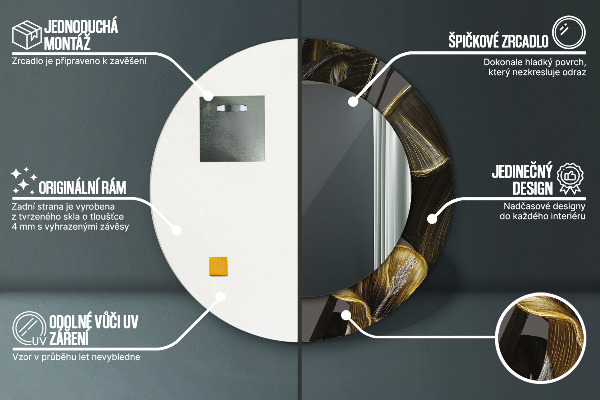 Espejo redondo impreso decorativo redondo Flores hibiscus