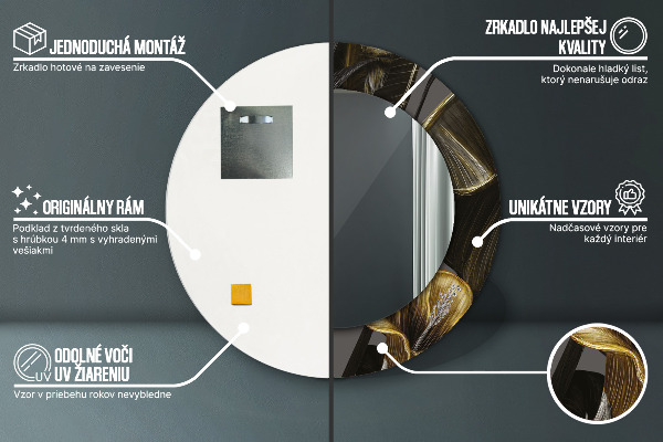 Espejo redondo impreso decorativo redondo Flores hibiscus