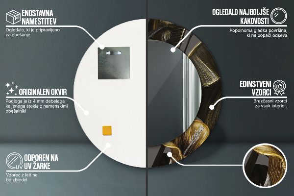 Espejo redondo impreso decorativo redondo Flores hibiscus