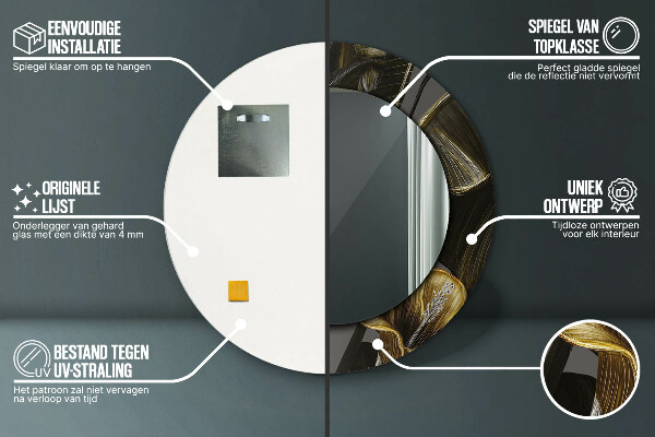 Espejo redondo impreso decorativo redondo Flores hibiscus